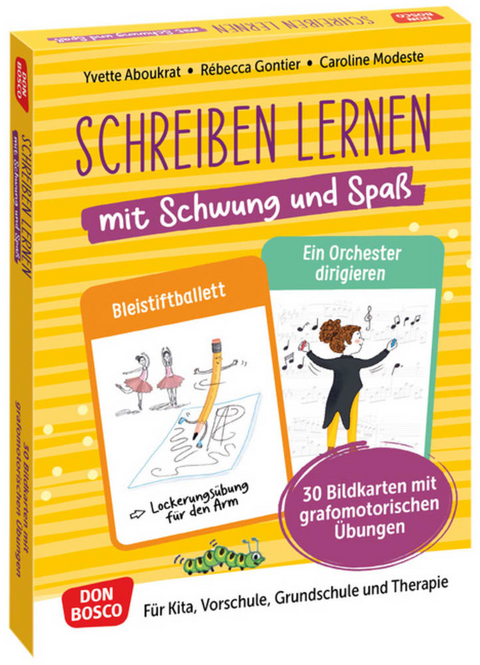 Schreiben lernen mit Schwung und Spaß. 30 Bildkarten mit grafomotorischen Übungen, m. 1 Beilage - Yvette Aboukrat, Rébecca Gontier