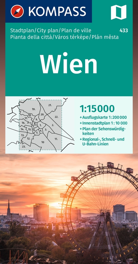 KOMPASS Stadtplan Wien 1:15.000