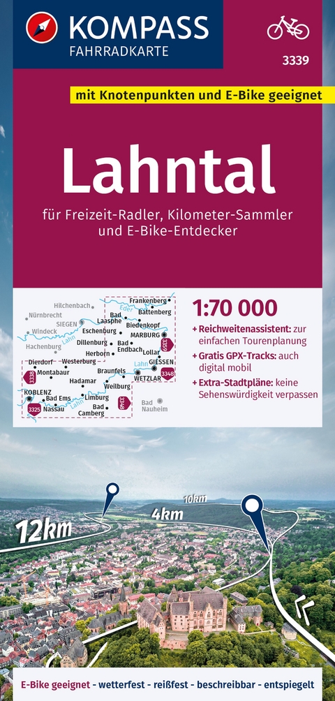 KOMPASS Fahrradkarte 3339 Lahntal 1:70.000