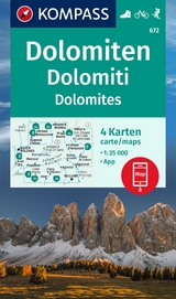 KOMPASS Wanderkarten-Set 672 Dolomiten, Dolomiti, Dolomites (4 Karten) 1:35.000 - 