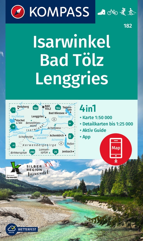 KOMPASS Wanderkarte 182 Isarwinkel, Bad Tölz, Lenggries 1:50.000