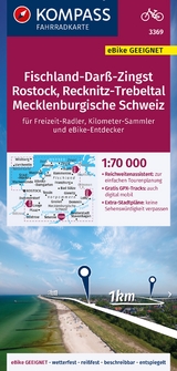 KOMPASS Fahrradkarte 3369 Fischland-Darß-Zingst, Rostock, Recknitz-Trebeltal, Mecklenburgische Schweiz 1:70.000 - 