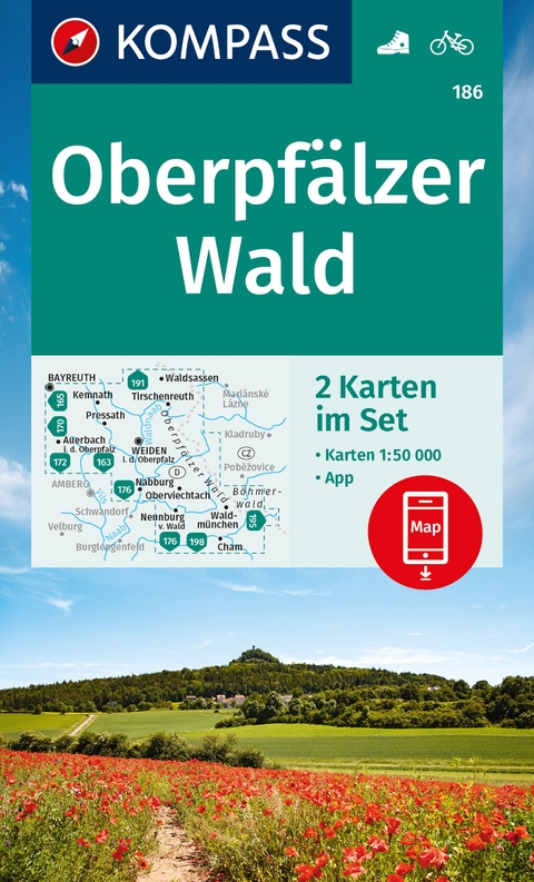 KOMPASS Wanderkarten-Set 186 Oberpfälzer Wald (2 Karten) 1:50.000