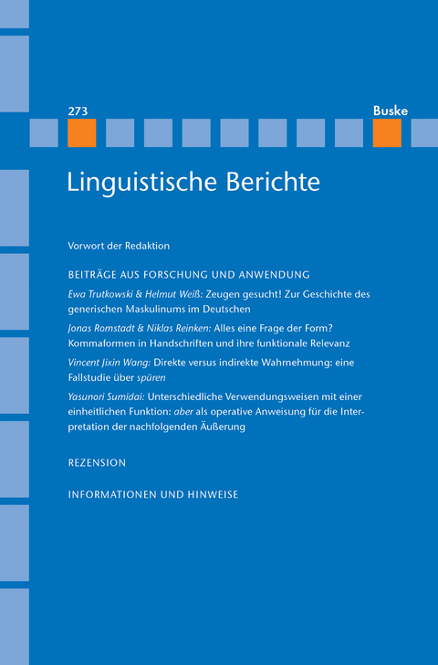 Linguistische Berichte Heft 273 - 