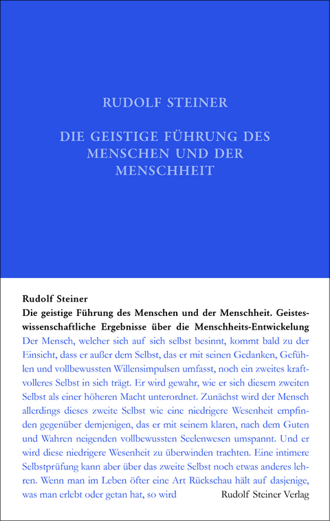 Die geistige Führung des Menschen und der Menschheit - Rudolf Steiner