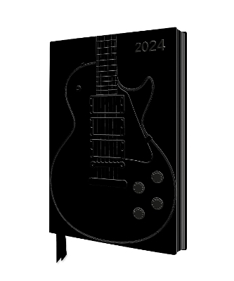 Black Gibson Guitar 2024 Artisan Art Vegan Leather Diary - Page to View with Notes - 