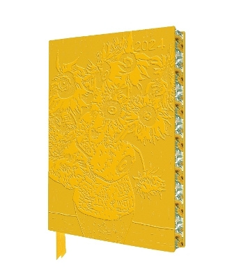 Vincent van Gogh: Sunflowers 2024 Artisan Art Vegan Leather Diary - Page to View with Notes - 