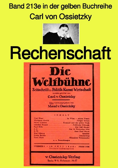 gelbe Buchreihe / Rechenschaft – Band 213e in der gelben Buchreihe – bei Jürgen Ruszkowski - Cwrl von Ossietzky