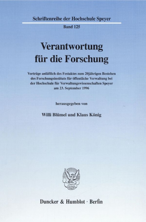 Verantwortung für die Forschung. - 