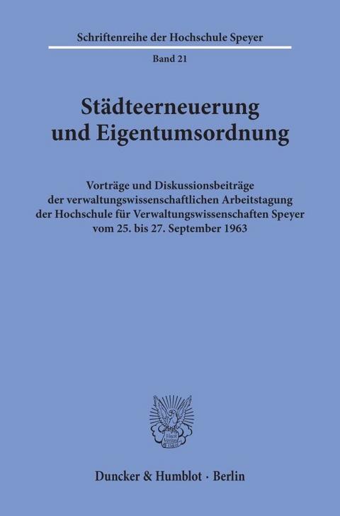 Städteerneuerung und Eigentumsordnung.