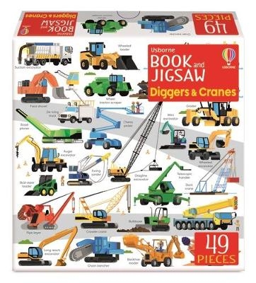 Usborne Book and Jigsaw Diggers and Cranes - Sam Smith