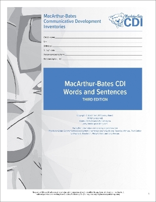 MacArthur-Bates Communicative Development Inventories (CDI) Words and Sentences Forms - Larry Fenson, Virginia Marchman, Donna Thal, Philip Dale, J. Reznick