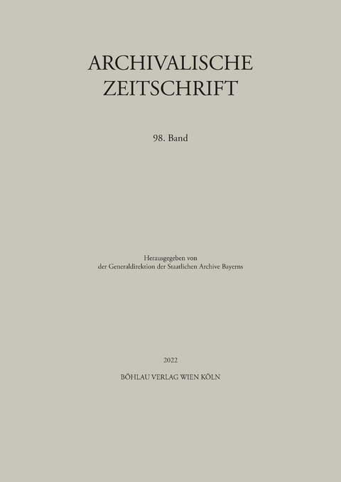 Archivalische Zeitschrift 98 (2022)