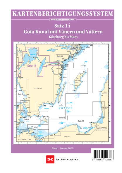 Berichtigung Sportbootkarten Satz 14: Göta Kanal mit Vänern und Vättern (Ausgabe 2023)