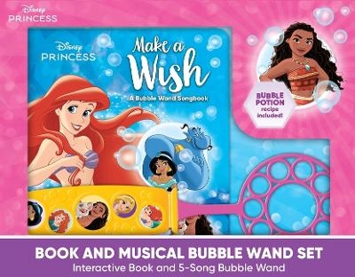 Disney Princess Bubble Make A Wish Book and Musical Wand Set - P I Kids