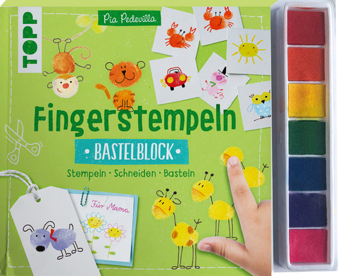 Fingerstempeln. Bastelblock mit Stempelfarbe - Pia Pedevilla