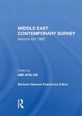 Middle East Contemporary Survey, Volume Xvi, 1992 - Ami Ayalon