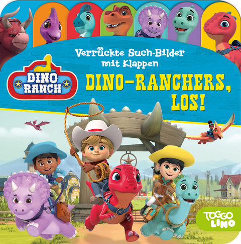 Dino Ranch - Verrückte Such-Bilder mit Klappen - Dino-Ranchers, los! - Pappbilderbuch mit 17 Klappen - Wimmelbuch für Kinder ab 18 Monaten -  Phoenix International Publications Germany GmbH