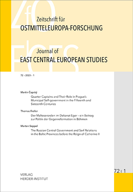 Zeitschrift für Ostmitteleuropa-Forschung (ZfO) 72/1 / Journal of East Central European Studies (JECES) - 