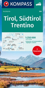 KOMPASS Autokarte Tirol, Südtirol, Trentino/Tirolo, Alto Adige, Trentino 1:250.000 - 