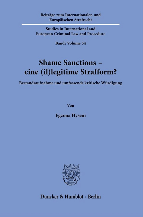 Shame Sanctions – eine (il)legitime Strafform? - Egzona Hyseni