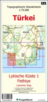 Lykische Küste 1 - Fethiye - Lykischer Weg - Topographische Wanderkarte 1:75.000 Türkei (Blatt 7.1) - Jens Uwe Mollenhauer