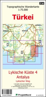 Lykische Küste 4 - Antalya - Lykischer Weg - Topographische Wanderkarte 1:75.000 Türkei (Blatt 7.4) - Jens Uwe Mollenhauer