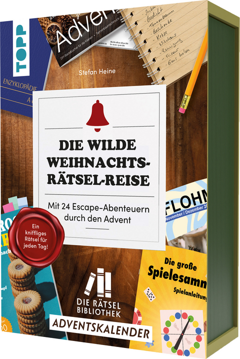 Die Rätselbibliothek. Adventskalender – Die wilde Weihnachts-Rätsel-Reise. Mit 24 Escape-Abenteuern durch den Advent - Stefan Heine