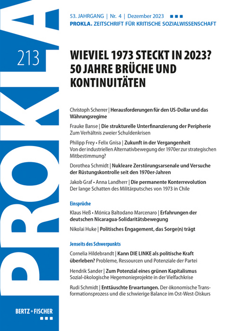 Wieviel 1973 steckt in 2023? 50 Jahre Brüche und Kontinuitäten -  Prokla 213