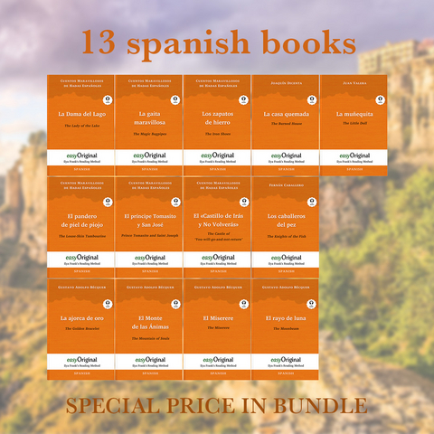 13 spanish books (books + 13 audio-CDs) - Ilya Frank’s Reading Method - Gustavo Adolfo Bécquer, Fernán Caballero, Joaquín Dicenta, Juan Valera