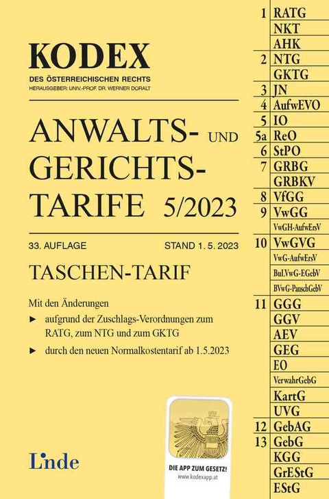 KODEX Anwalts- und Gerichtstarife 5/2023 - Dietmar Dokalik