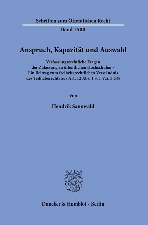 Anspruch, Kapazität und Auswahl. - Hendrik Sannwald