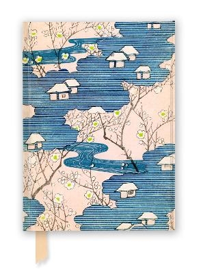 Japanese Woodblock: Cottages with Rivers & Cherry Blossoms (Foiled Journal) - 