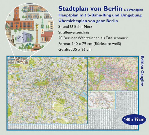 Stadtplan von Berlin als Wandplan