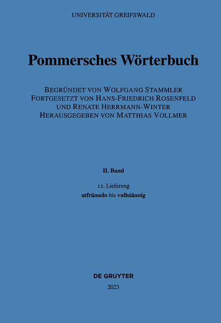 Pommersches Wörterbuch / utfränseln bis vullstännig - 