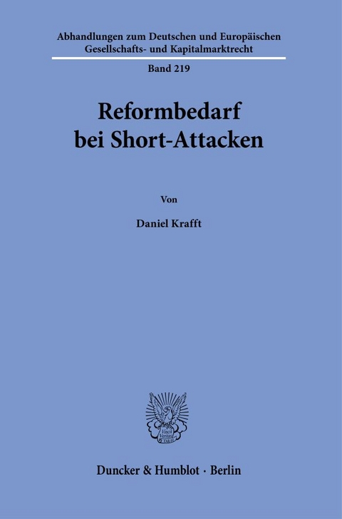 Reformbedarf bei Short-Attacken. - Daniel Krafft