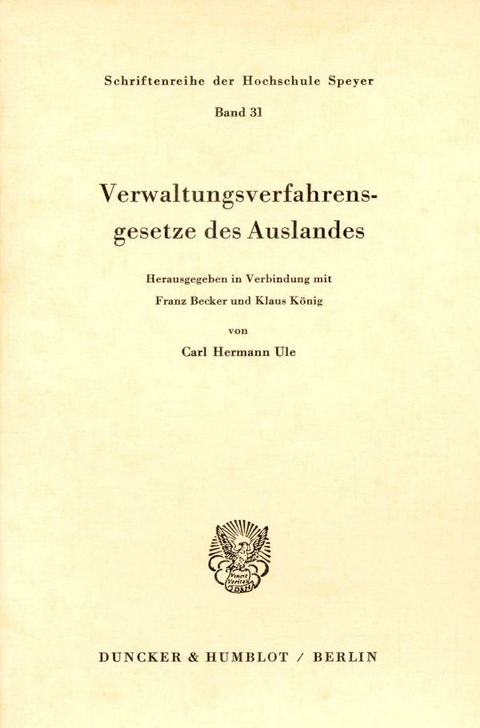 Verwaltungsverfahrensgesetze des Auslandes. - 