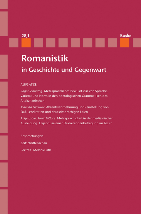 Romanistik in Geschichte und Gegenwart Jahrgang 28 Heft 1 - 