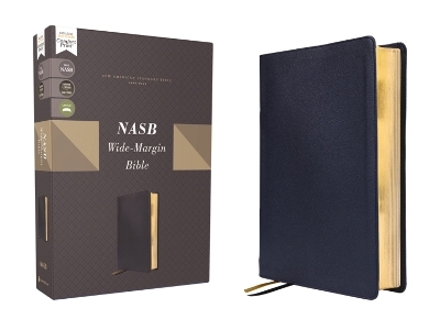 NASB, Wide Margin Bible, Genuine Leather, Calfskin, Navy, Red Letter, 1995 Text, Comfort Print -  Zondervan