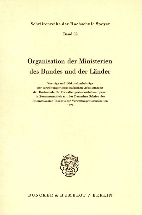 Organisation der Ministerien des Bundes und der Länder.