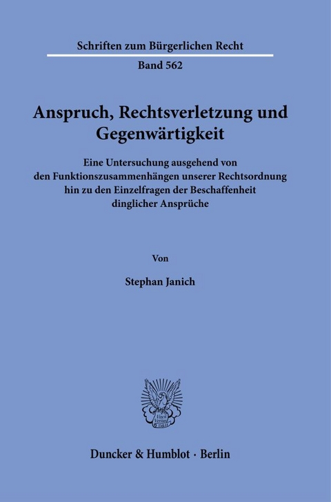 Anspruch, Rechtsverletzung und Gegenwärtigkeit. - Stephan Janich