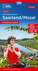 ADFC-Radtourenkarte 19 Saarland /Mosel 1:150.000, reiß- und wetterfest, E-Bike geeignet, GPS-Tracks Download, mit Bett+Bike Symbolen, mit Kilometer-Angaben - 