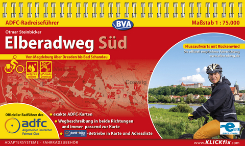 ADFC-Radreiseführer Elberadweg Süd 1:75.000 praktische Spiralbindung, reiß- und wetterfest, GPS-Tracks Download - Otmar Steinbicker