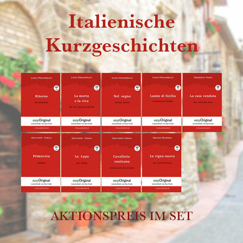 Italienische Kurzgeschichten (Bücher + 9 Audio-CDs) - Luigi Pirandello, Giovanni Verga, Federigo Tozzi, Grazia Deledda