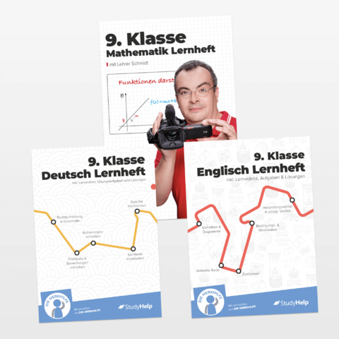 9. Klasse Hauptfächer Set komplett (Mathe, Deutsch, Englisch) / Lernheft, Übungsheft / Rechnen, Rechtschreibung, Übungen, Grammatik