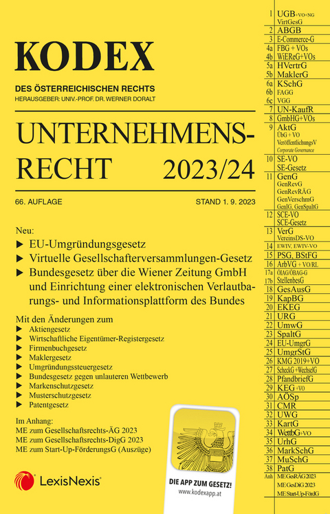 KODEX Unternehmensrecht 2023/24 - inkl. App - 