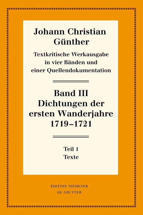 Dichtungen der ersten Wanderjahre 1719-1721