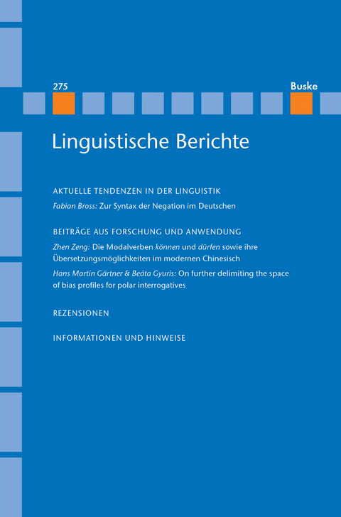 Linguistische Berichte Heft 275 - 