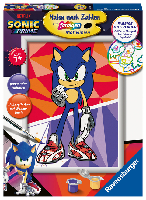 Ravensburger CreArt 23636 - Sonic: New Yoke City - Malen nach Zahlen Sonic Prime für Kinder ab 7 Jahre