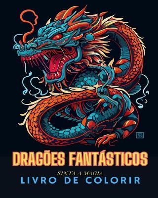 Livro de colorir para adultos de dragões de fantasia (estilo japonês) - Adult Coloring Books